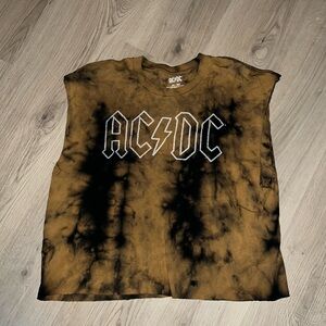 AC/DC Women’s Tie-Dye Band Top | Brown | Size XL | Sleeveless Cotton